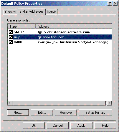 New Default Policiy SMTP Email Domain